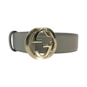 Gucci Vintage Pre-owned Laeder skrp Gray, Herr