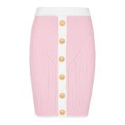 Balmain Knäppt Stickad Kjol Pink, Dam