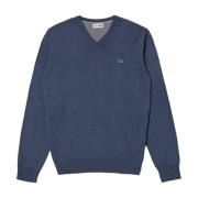 Lacoste Blå V-ringad Pullover Tröja Blue, Herr