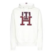 Tommy Hilfiger Herr TH Monogram Hoodie Sweatshirt White, Herr