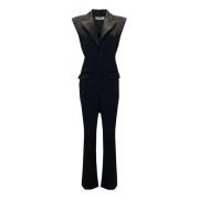 Jucca Satin Revers Ull Jumpsuit med Ankel Split Black, Dam