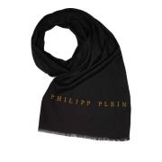 Philipp Plein Halsduk Halsduk Sjal med broderad logotyp Black, Dam