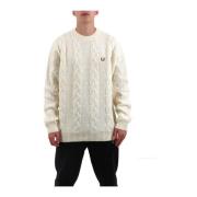 Fred Perry Chunky Cable Stickad Tröja Beige, Herr