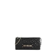 Moschino Elegant Svart Handväska med Gyllene Detaljer Black, Dam