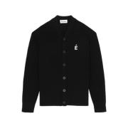 Études Svart Patch Cardigan för Minimalistisk Stil Black, Herr