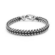 Nialaya Men's Black Woven 8mm Box Chain Bracelet in Silver Gray, Herr