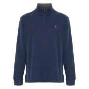 Polo Ralph Lauren Bomull Half-Zip Stickat Blue, Herr