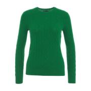 Polo Ralph Lauren Grön Kabelstickad Tröja Aw24 Green, Dam