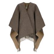 Woolrich Brun ullcape med fransar Brown, Dam