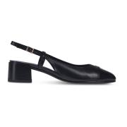 Tory Burch Platta Cap-Toe Slingback Skor Black, Dam