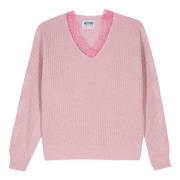 Moschino Rosa Ullblandning Half-Cardigan Tröja Pink, Dam