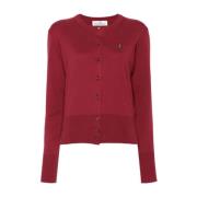 Vivienne Westwood Bordeaux Stickad Tröja med Orb Logo Red, Dam