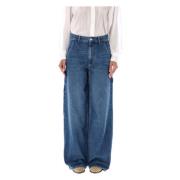 Isabel Marant Étoile Blå Cargo Wide-Leg Denim Jeans Blue, Dam