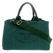 Prada Vintage Pre-owned Canvas prada-vskor Green, Dam