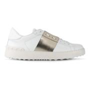 Valentino Garavani Vita lädersneakers med gummisula White, Dam