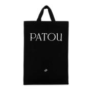 Patou Canvas Shopping Bag Black, Dam