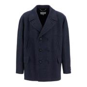 Maison Margiela Oversized Wool Caban Sports Jacket Blue, Herr