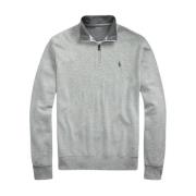 Polo Ralph Lauren Grå Lyxig Jersey Quarter-Zip Pullover Gray, Herr