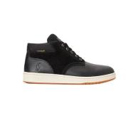 Polo Ralph Lauren Svarta lädersneakers med vit sula Black, Herr