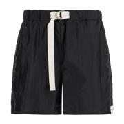 Jil Sander Silke och nylon shorts med bälte Black, Dam