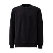 C.P. Company Blå Crewneck Tröja - Diagonal Fleece Blue, Herr