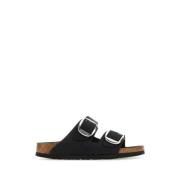 Birkenstock Svarta läder Arizona tofflor Black, Dam