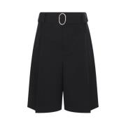 Jil Sander Svarta ull gabardine shorts Black, Herr