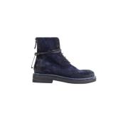 Marsell Navy Blue Lace-Up Suede Boots Blue, Dam