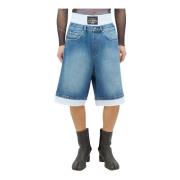 Jean Paul Gaultier Denim Panel Bomullsshorts Blue, Herr