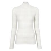 Proenza Schouler Alabaster Rutig Stickad Tröja White, Dam