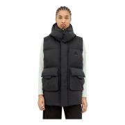 Moncler Quiltad dunväst med avtagbar huva Black, Dam