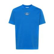 Off White Avslappnad Bomull T-shirt Blue, Herr