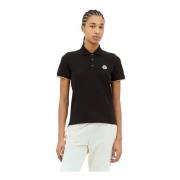 Moncler Klassisk Logo Patch Polo Shirt Black, Dam