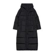 Max Mara Weekend Quiltad Vinterrock med Huva Black, Dam