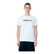 Moncler Bomull Jersey Logo Print T-Shirt White, Herr