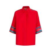 Carolina Herrera Tukisimo Oversized Skjorta Bomull Siden Red, Dam