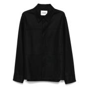 Jil Sander Svart Ull Overshirt med Knappstängning Black, Herr