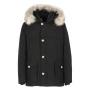 Woolrich Svart Parka med Avtagbar Päls Huva Black, Herr