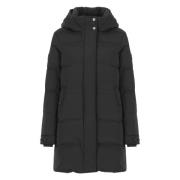 Woolrich Svart Parka med Hög Hals Black, Dam