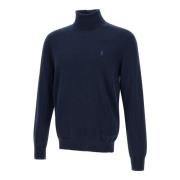 Polo Ralph Lauren Blå Turtleneck Ulltröja med Logo Blue, Herr