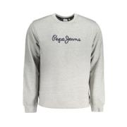 Pepe Jeans Grå Bomulls Sweatshirt med Broderad Logotyp Gray, Herr