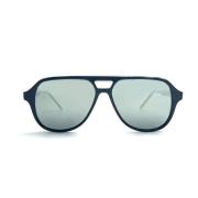 Thom Browne Svarta Aviator Solglasögon med Silverlins Black, Herr