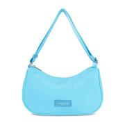 Lancaster Basic Vita Dragkedja Crossbody Väska Blue, Dam