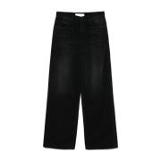 Mother Svart High-Waisted Zip Sneak Jeans Black, Dam