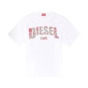 Diesel Vit T-shirt med rund halsringning White, Herr