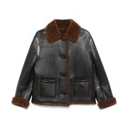 Bally Shearling Krage Svart Knappjacka Black, Dam