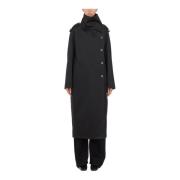 Courrèges Lång Bomull Trenchcoat Black, Dam