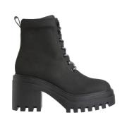 Calvin Klein Jeans Svart Chunky Heeled Dragkedja Ankelstövlar Black, D...