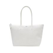 Lacoste Perforerad belagd canvas axelväska White, Dam