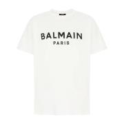 Balmain Avslappnad Bomull T-shirt White, Herr